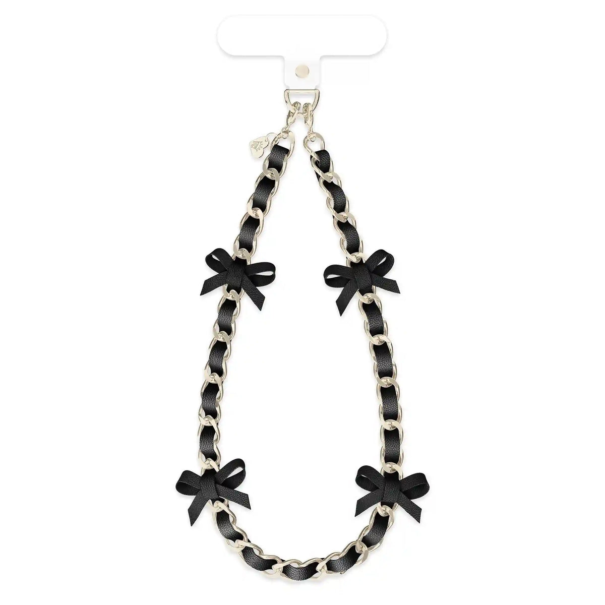Black Bow Leather Chain Phone Charm