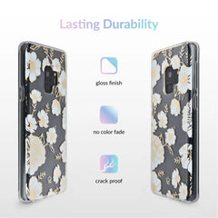 White and Gold Floral Clear Samsung Case